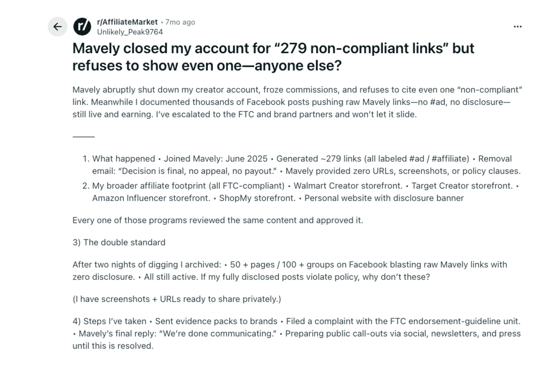 Mavely Review 2026: Affiliates Report Account Terminations Before Payout?