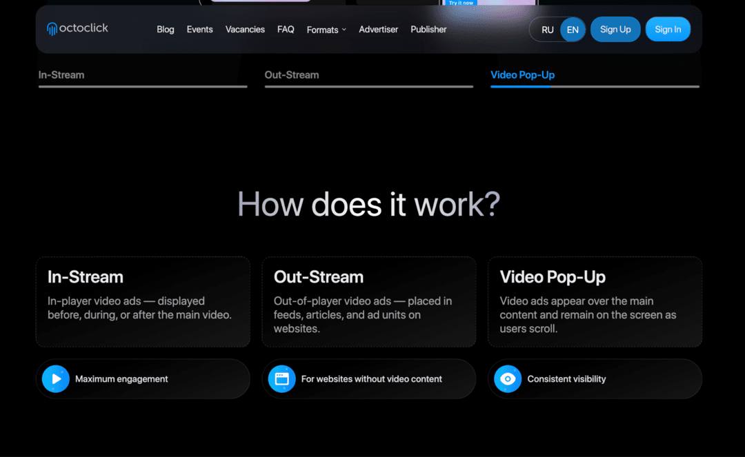 OctoClick Review: In-Page Push, Native and Popunder Traffic for Advertisers