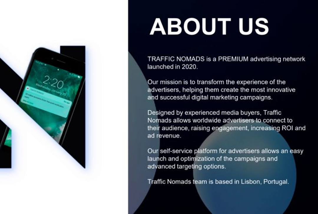 Traffic Nomads: advertising network with a self-service platform