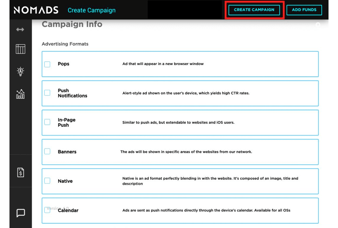 Traffic Nomads: self service ad network with full control of ad campaigns