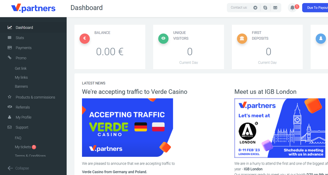 V.Partners direct advertiser of Vulkan Vegas